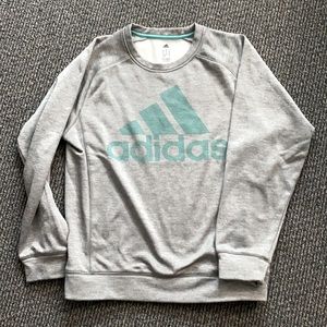 Unisex Adidas Fleece Climawarm Grey & Teal Crew